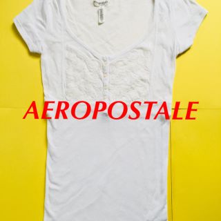 エアロポステール(AEROPOSTALE)のAEROPOSTALE カットソー Tシャツ 白 コットン 米購入 M(カットソー(半袖/袖なし))