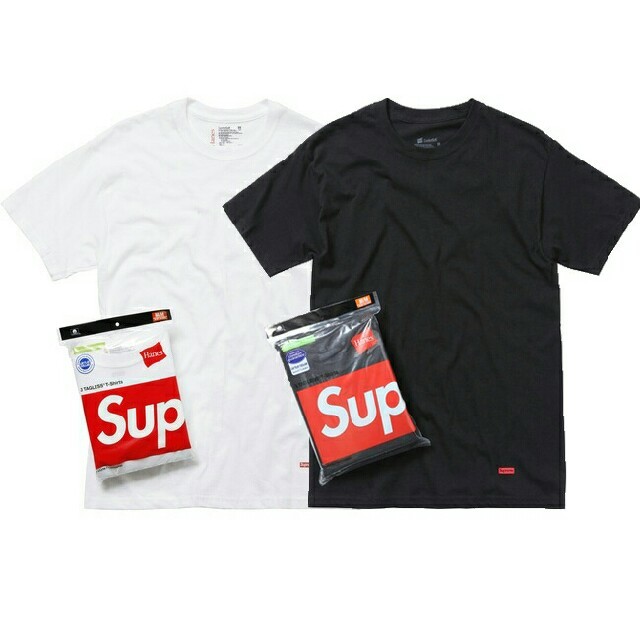 Supreme(シュプリーム)の２枚セットで3900円！supreme×hanes 白黒セット Tシャツ メンズのトップス(Tシャツ/カットソー(半袖/袖なし))の商品写真