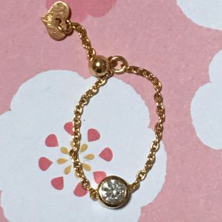 K18  PG❣️ダイヤリング❣️ハートチャム付き❣️0.15ct(リング(指輪))