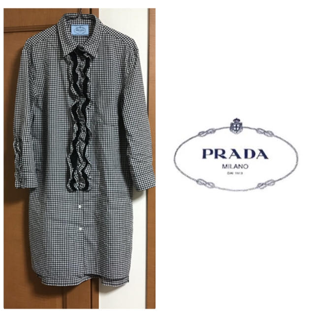 PRADA(プラダ)のPRADA プラダ ギンガムチェック シャツ ワンピース レディースのトップス(シャツ/ブラウス(長袖/七分))の商品写真