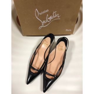 クリスチャンルブタン(Christian Louboutin)のクリスチャンルブタン 甲浅ストラップパンプス  36.5  赤の裏張済(ハイヒール/パンプス)