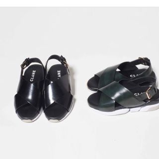 完売 ORPHIC×CLANEクロスデザインサンダル L6 GRN(サンダル)