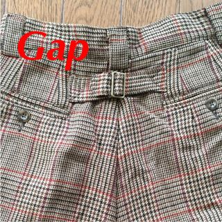 ギャップ(GAP)のGap パンツ ウール ストレート 茶 チェック S(カジュアルパンツ)