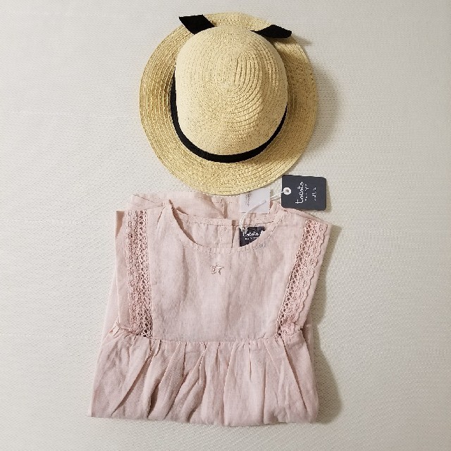 4Y♥tocoto vintage ピンクリネンレースドレス　ワンピース キッズ/ベビー/マタニティのキッズ服女の子用(90cm~)(ワンピース)の商品写真