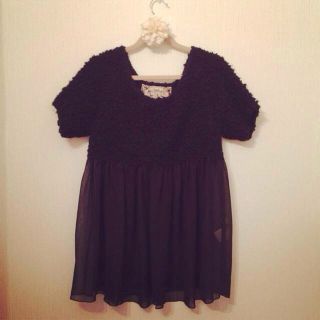 アンティローザ(Auntie Rosa)のもこもこ×シフォン切り替えしトップス♡(チュニック)