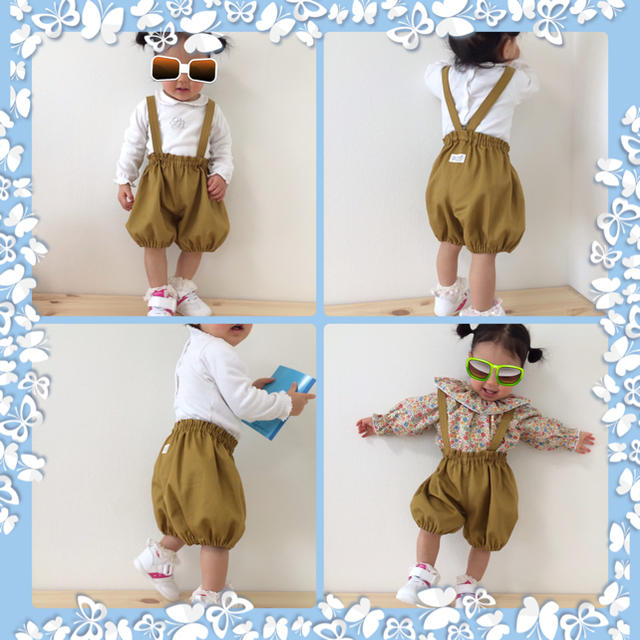 yuki様専用のページです サス付きかほちゃパンツ ハンドメイド  キッズ/ベビー/マタニティのベビー服(~85cm)(パンツ)の商品写真