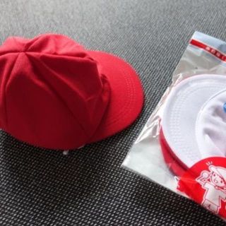 赤白帽子 メッシュ あご紐付　紅白帽 体操帽 男女両用　運動会(帽子)