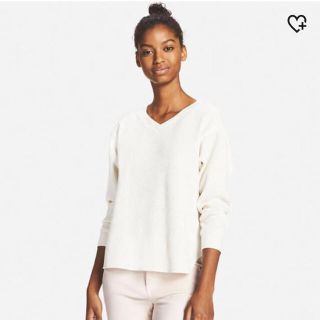 ユニクロ(UNIQLO)のワッフルＶネックT(カットソー(長袖/七分))