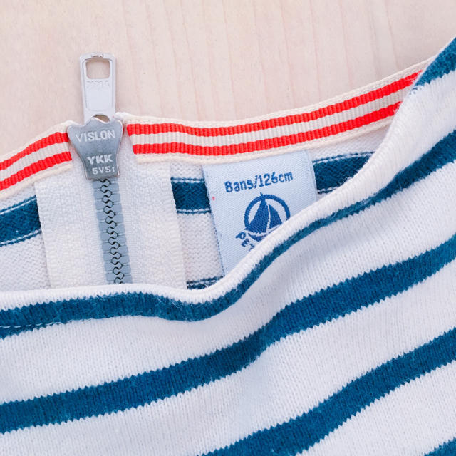 PETIT BATEAU(プチバトー)のプチバトー マリンカラー ボーダーカットソー キッズ/ベビー/マタニティのキッズ服女の子用(90cm~)(Tシャツ/カットソー)の商品写真