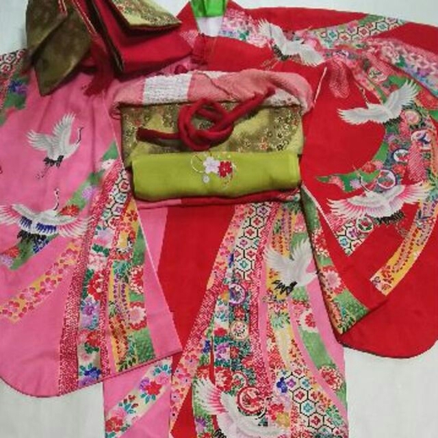 豪華絢爛正絹7歳用七五三極美品祝着★吉祥柄絵羽