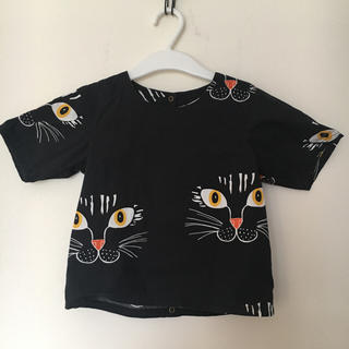 mini rodini ミニロディーニ ブラウス Tシャツ cat ネコ 黒猫(Tシャツ/カットソー)
