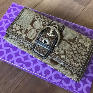 コーチ(COACH)の【COACH】パッチワークシグネチャーキャンバス×パイソン 長財布(財布)