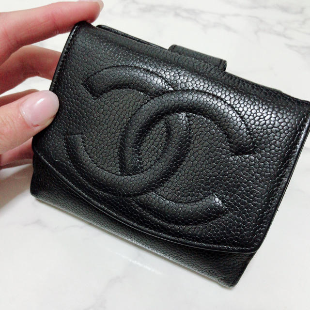 CHANEL シャネル 財布 キャビアスキン 折り畳み