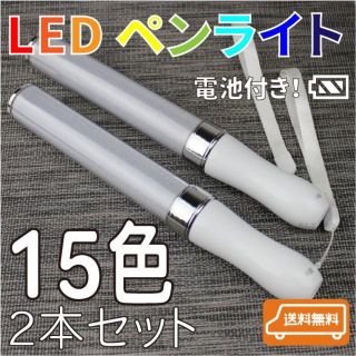 LEDペンライト15色 2本セット コンサートライト 電池付き(アイドルグッズ)