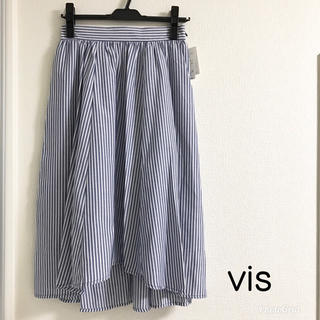 ヴィス(ViS)のvis  新品未使用 ストライプ フレアースカート(ひざ丈スカート)