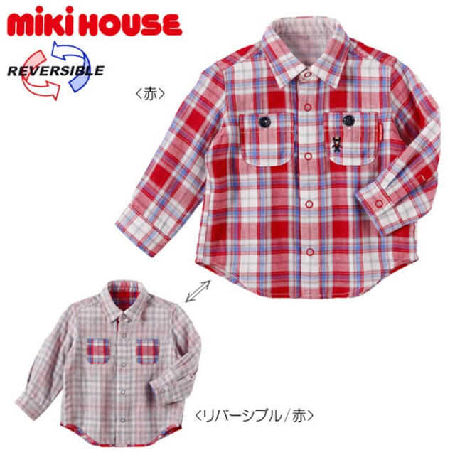 mikihouse(ミキハウス)のミキハウス リバーシブルチェック長袖シャツ 130 キッズ/ベビー/マタニティのキッズ服男の子用(90cm~)(その他)の商品写真