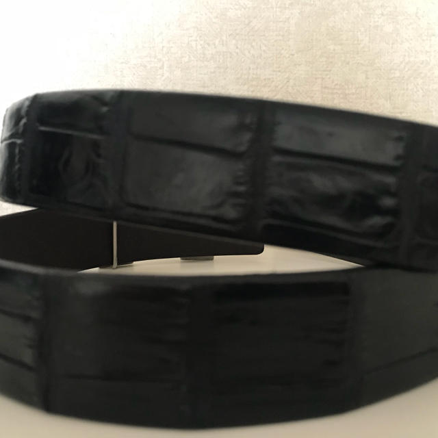 マットクロコダイルレザーベルト 100 31mm 115cm黒ブラックH マットクロコダイルレザーベルト 100 31mm 115cm黒ブラックH