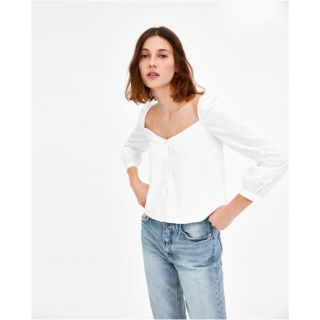 ザラ(ZARA)の【完売】ZARA スクエアネックシャツ(シャツ/ブラウス(長袖/七分))