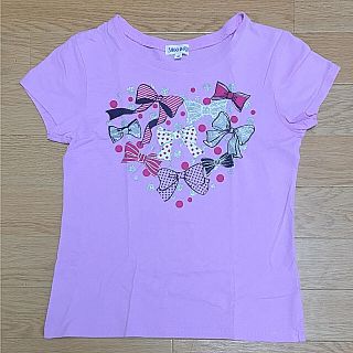 シューラルー(SHOO・LA・RUE)のシューラルー ワールド Tシャツ 130 女の子 リボン ピンク(Tシャツ/カットソー)