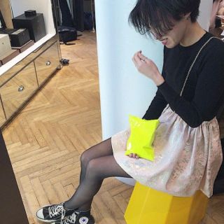 ミュウミュウ miumiu 花柄 プリ―ツ ワイド ミニ丈 スカート 40 ブラ