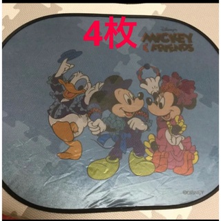 ディズニー(Disney)のコンパクトサンシェード  ミッキー　ミニー　ドナルド　サイド用のみ 4枚(車内アクセサリ)