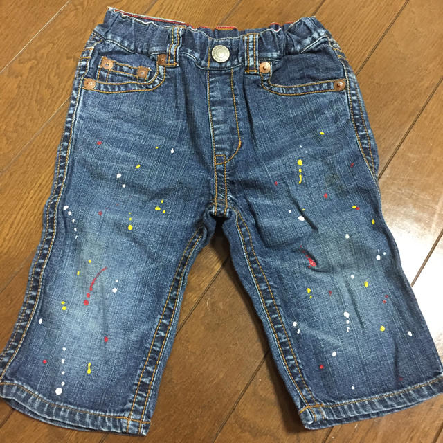 ミキハウスダブルB新品130cmペイントデニムパンツ