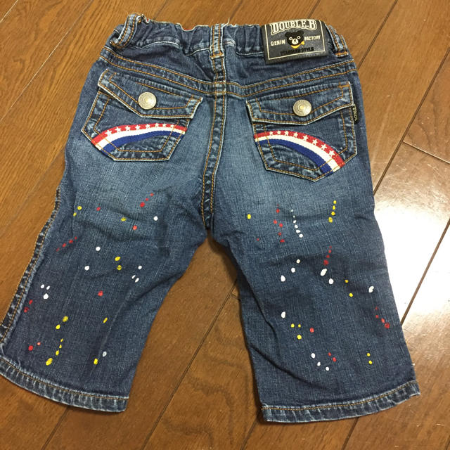 ミキハウスダブルB新品130cmペイントデニムパンツ