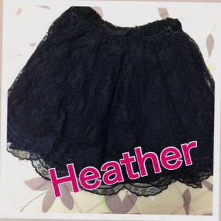 ヘザー(heather)のヘザー★スカラップ総レーススカート★黒(ミニスカート)