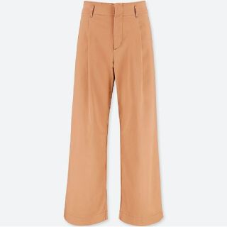 ユニクロ(UNIQLO)のUNIQLO ハイウエストチノワイドパンツ ブラウン W58 丈標準69～71(チノパン)