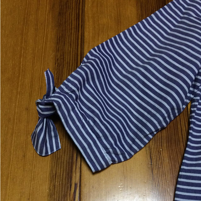 ボーダー シャツ 長袖 5部袖 袖リボン レディースのトップス(シャツ/ブラウス(長袖/七分))の商品写真