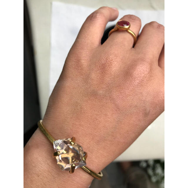 accesories MAU ハーキマーダイヤモンド 真鍮バングル 大