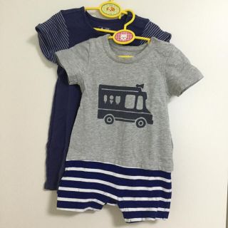 ベビーギャップ(babyGAP)のbaby GAP ショートオール カバーオール 半袖 80 ２枚セット 男の子(カバーオール)