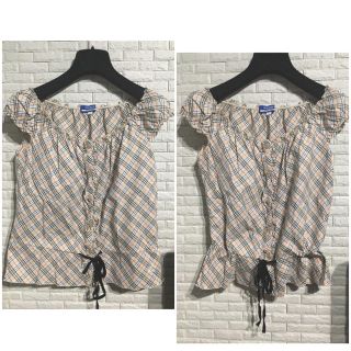 バーバリーブルーレーベル(BURBERRY BLUE LABEL)のBurberry blue label バーバリー チェック フリル トップス(カットソー(半袖/袖なし))