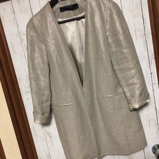 ザラ(ZARA)のレオナルド様専用。ZARA リネン ノーカラージャケット(ノーカラージャケット)