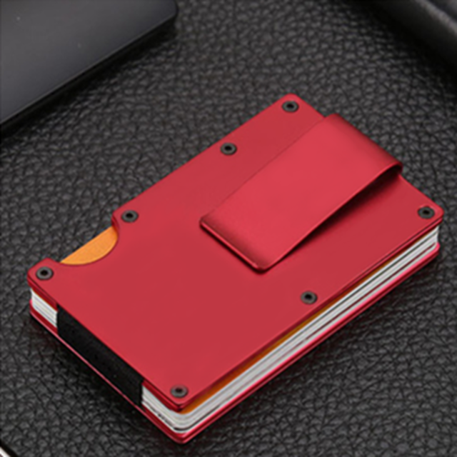 新品 マネークリップ カードケース 赤 薄い財布 ミニマリスト スキミング防止 メンズのファッション小物(マネークリップ)の商品写真