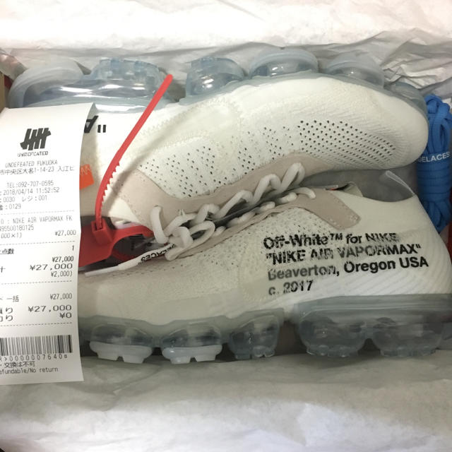 新品未使用購入店air vapormax off-white thetenオフホワイト