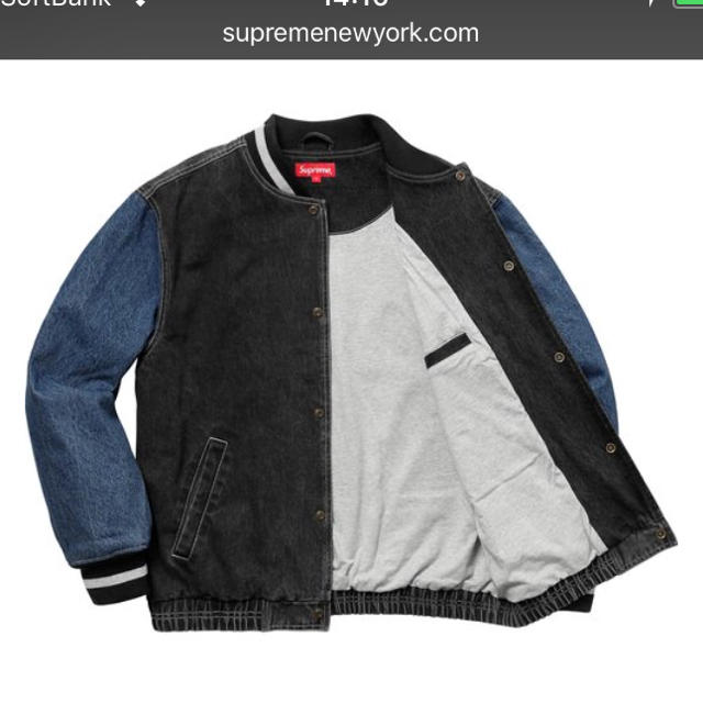 18S/S Supreme denim varsity jacket m