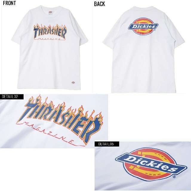 THRASHER(スラッシャー)のTHRASHER×Dickies スラッシャー ディッキーズ コラボTシャツ 白 レディースのトップス(Tシャツ(半袖/袖なし))の商品写真