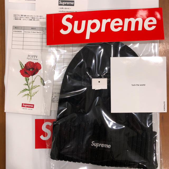 メンズ18SS 送込 supreme シュプリーム ニット帽 ビーニー 黒