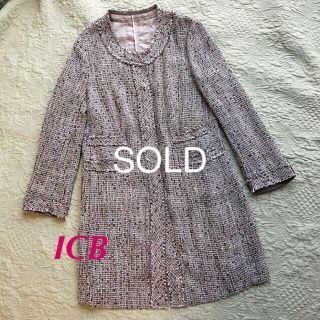 アイシービー(ICB)の【アリエル様】値下 美品  ICB ラメ入りコットンツイードのノーカラーコート(スプリングコート)