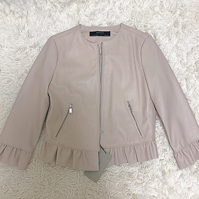 ZARA 新品 フリル ライダースライダースジャケット