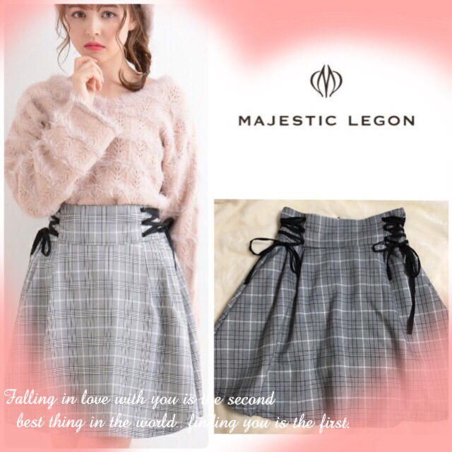 MAJESTIC LEGON(マジェスティックレゴン)のマジェスティックレゴン ダブル編上げチェック柄スカパン レディースのスカート(ミニスカート)の商品写真