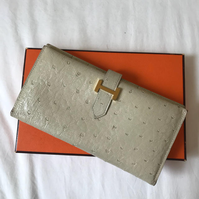 今月限定!正規品 エルメス オーストリッチベアン 長財布 | フリマアプリ ラクマ