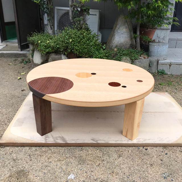かわいいリビングテーブル折れ脚90丸日本製