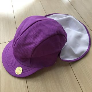 体操 帽子 カラー帽子 幼稚園 ☆ 紫 新品 ☆日除け付き(帽子)