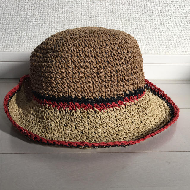 ZARA(ザラ)の送料込！ZARA ラフィア ライン 麦わら帽子 S57センチ レディースの帽子(麦わら帽子/ストローハット)の商品写真