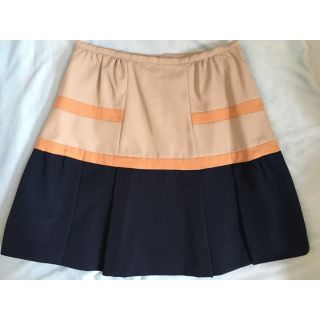 チェスティ(Chesty)のChestyフレアタックスカート☆バイカラー新品未使用品ネイビー×ベージュ(ひざ丈スカート)