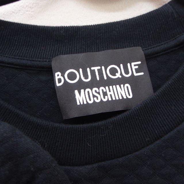 MOSCHINO(モスキーノ)の美品 ブティック モスキーノ リボン ロゴ スウェット トレーナー ブラック レディースのトップス(トレーナー/スウェット)の商品写真
