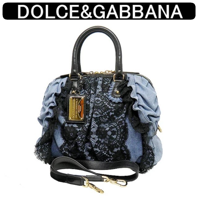 DOLCE&GABBANA(ドルチェアンドガッバーナ)の定価183,750円 ドルチェ&ガッバーナ  フラワーレース デニムバッグ  レディースのバッグ(ショルダーバッグ)の商品写真