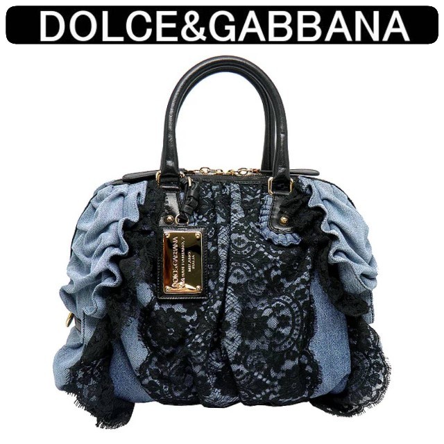 DOLCE&GABBANA(ドルチェアンドガッバーナ)の定価183,750円 ドルチェ&ガッバーナ  フラワーレース デニムバッグ  レディースのバッグ(ショルダーバッグ)の商品写真